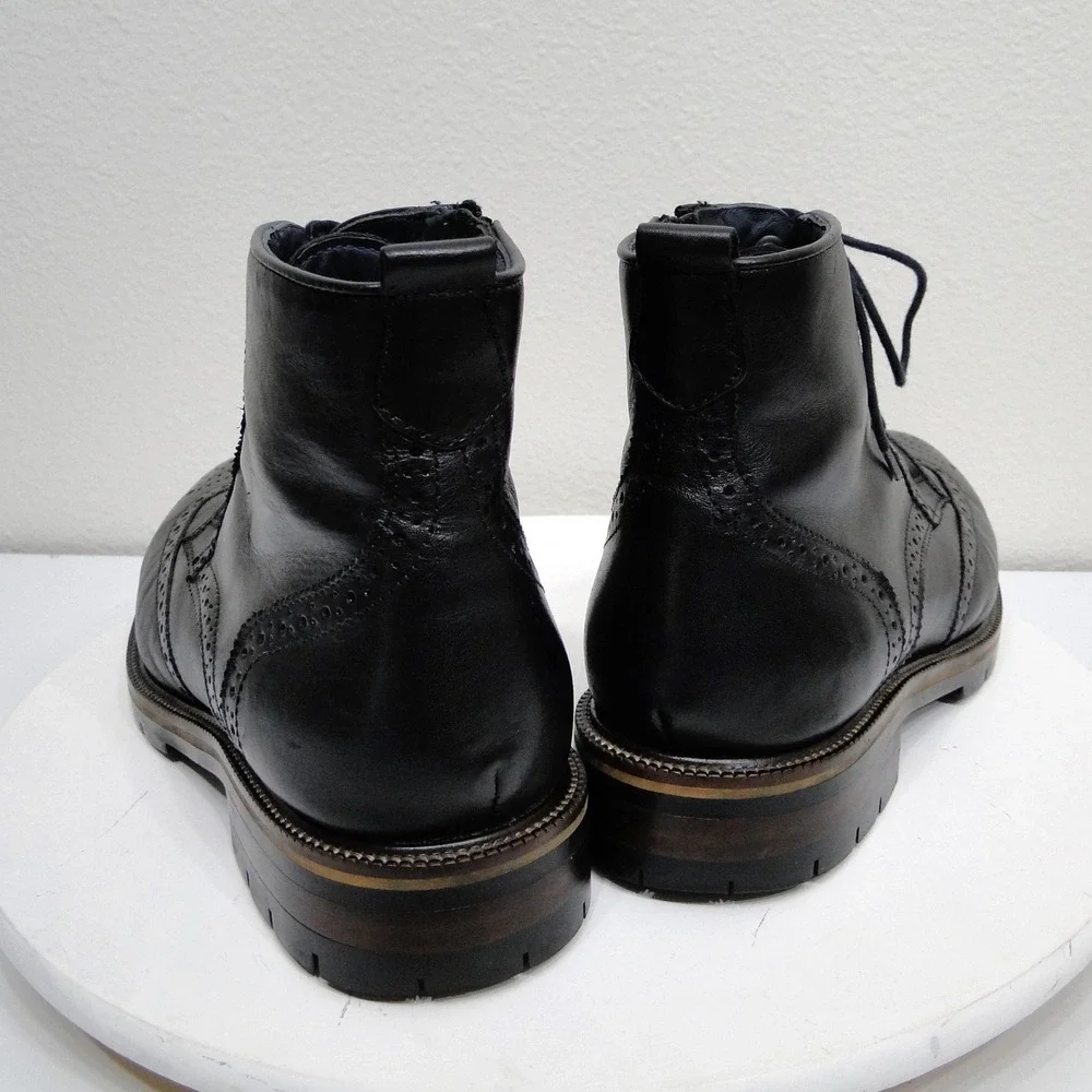 Johnston & Murphy Cody Wingtip Zip Boot Black Leather XC Flex 20-5521 Mens 9.5 M